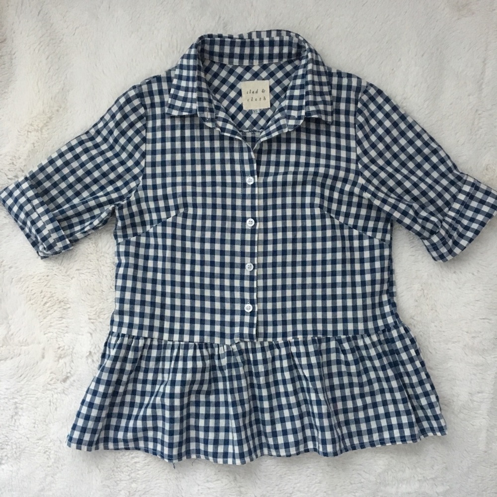 Clad and Cloth blue gingham button up